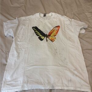 Playboi Carti Die Lit White T-Shirt with Colorful Butterfly Design
